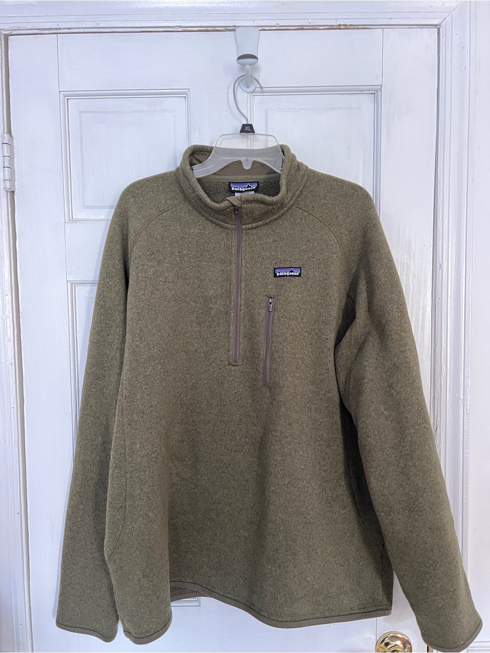 Patagonia Olive Green Quarter-Zip Sweater Fleece Pullover - XXL